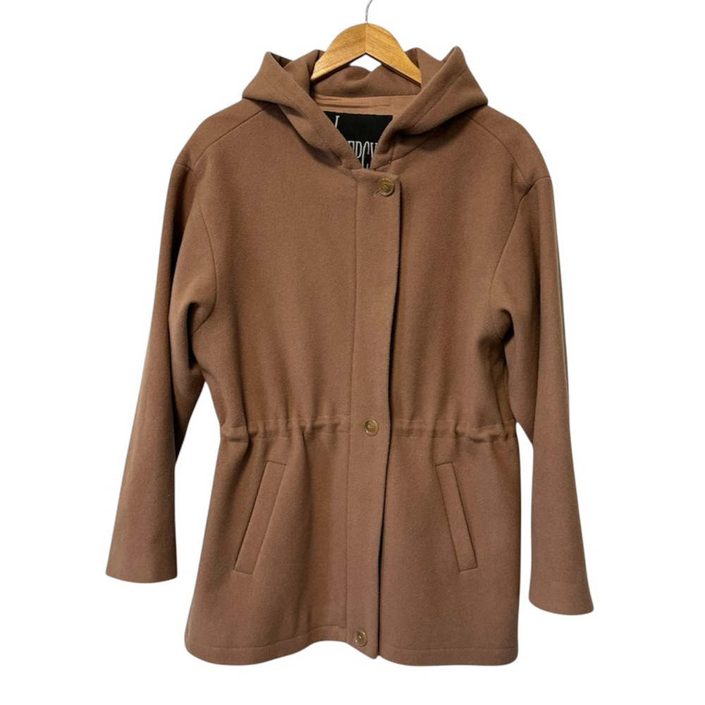 J Percy Merino Wool Coat Camel Midi Jacket Old Money Womens Medium / Large - Picture 1 of 11